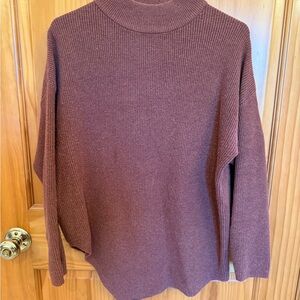 Asymmetric Hem Cowl Neck Sweater - Rust